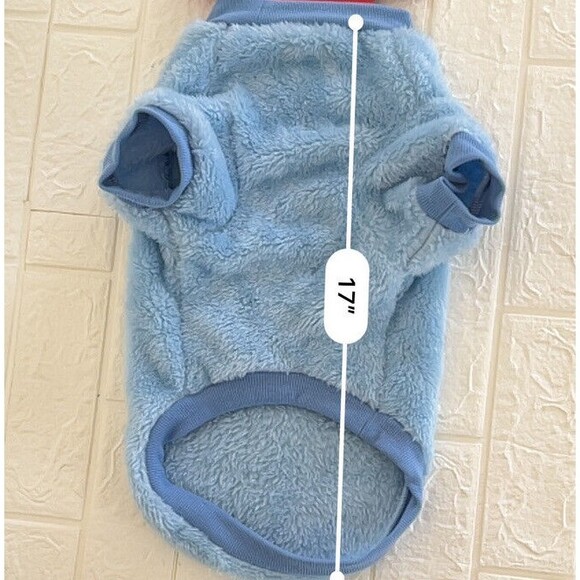 NWOT Dog Sweater (Medium) Love Smile Rainbow | Light Blue Faux Fur Pullover Soft - Picture 4 of 5